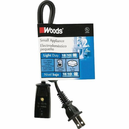 WOODS 2 Ft. 18/2 10A Mini Plug Appliance Cord 0293